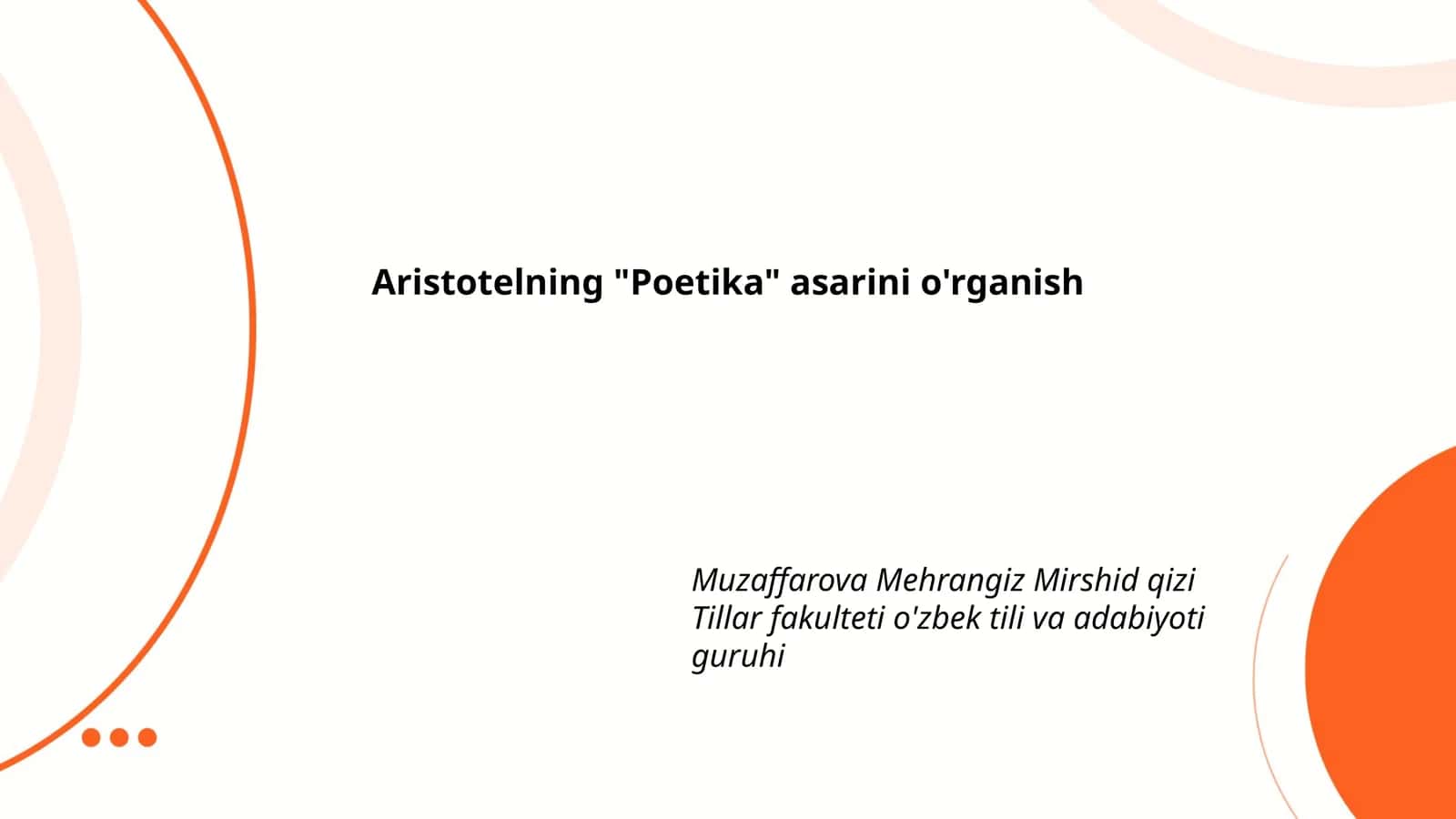Aristotelning "Poetika" asarini o'rganish 1