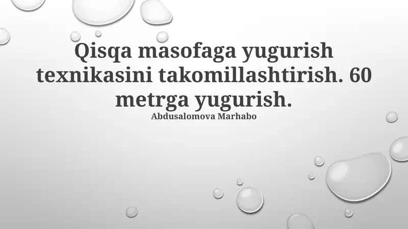 Finishga Yugurish Texnikasi 1