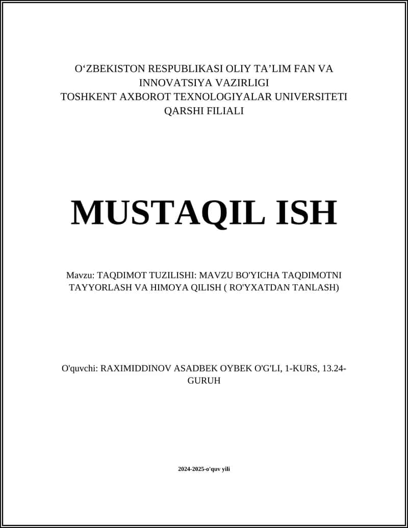 TAQDIMOT TUZILISHI 1