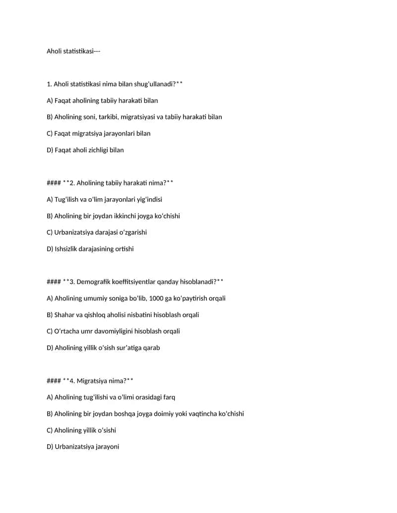 Aholi statistikasi 1