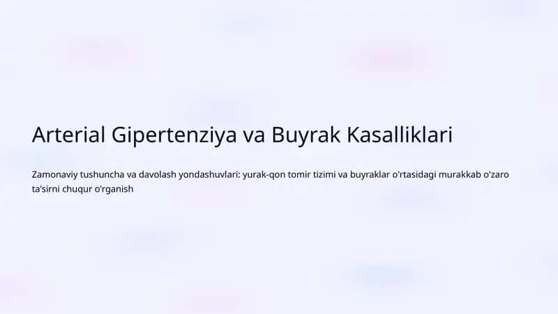 Gipertenziya va Buyrak Kasalliklari 1