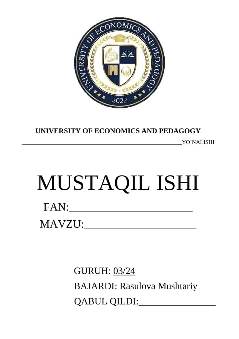 UNIVERSITY OF ECONOMICS AND PEDAGOGY MUSHTAQIL ISH BETLIK 1