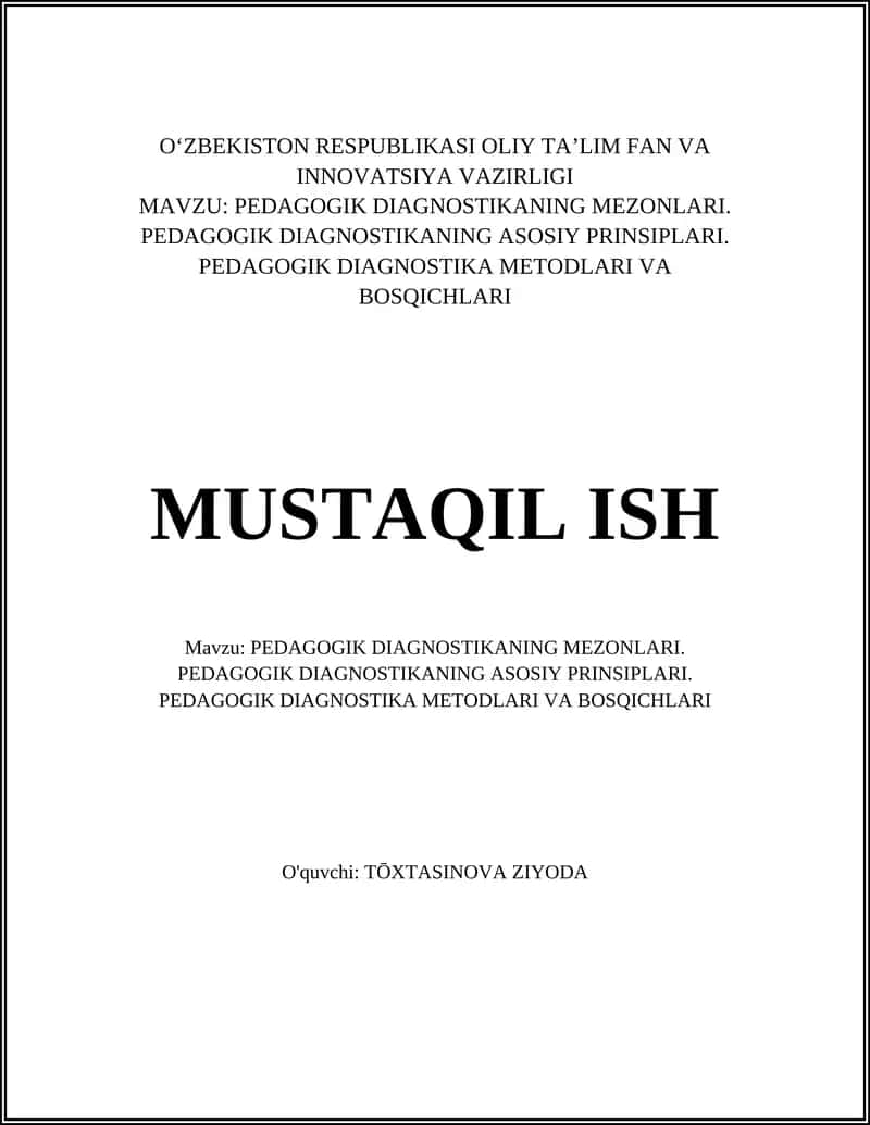 PEDAGOGIK DIAGNOSTIKANING MEZONLARI 1