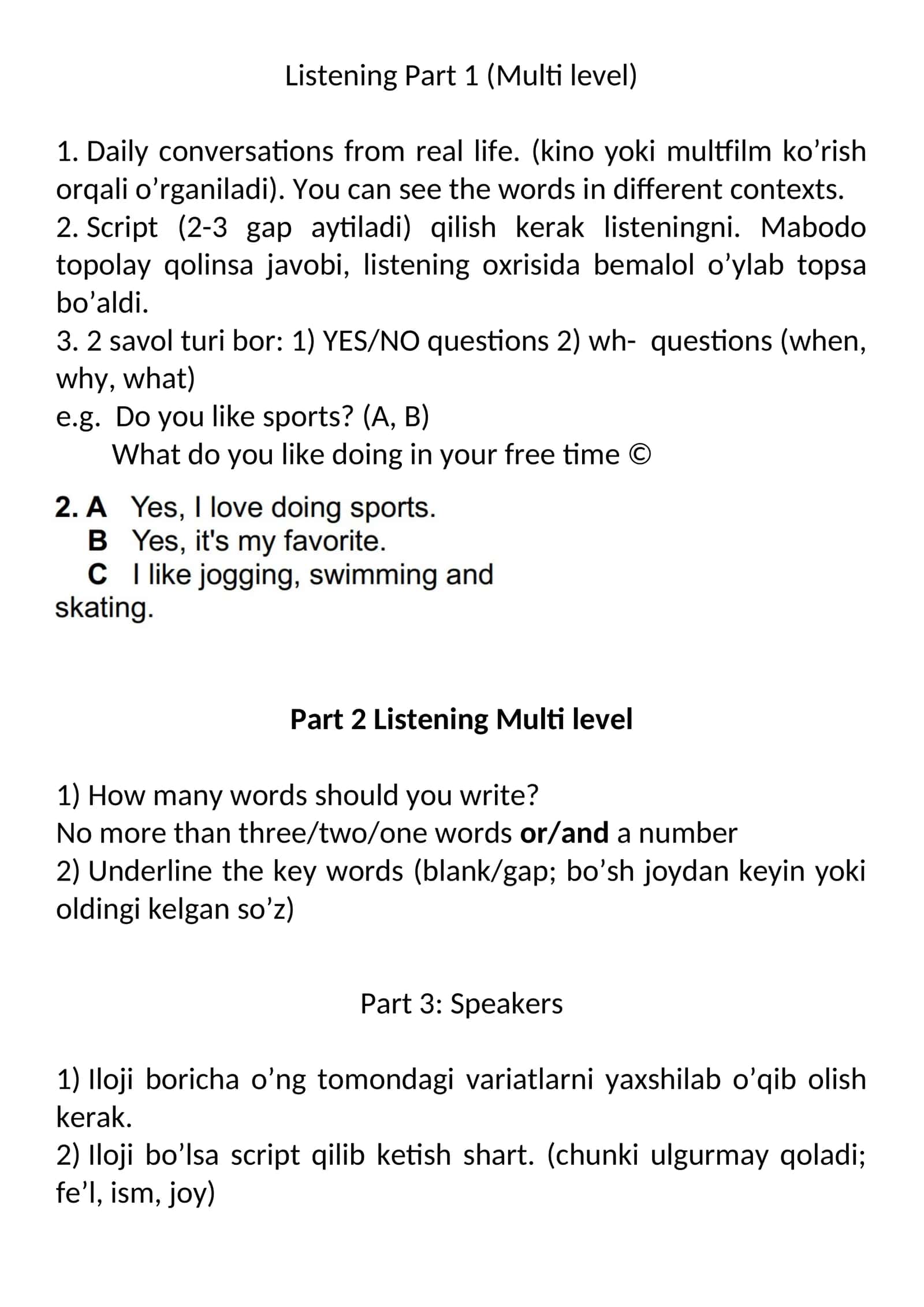 Listening Part 1 (Multi level) 1