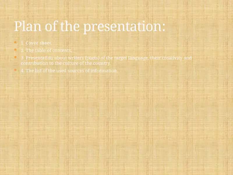 Presentation about English literature 1