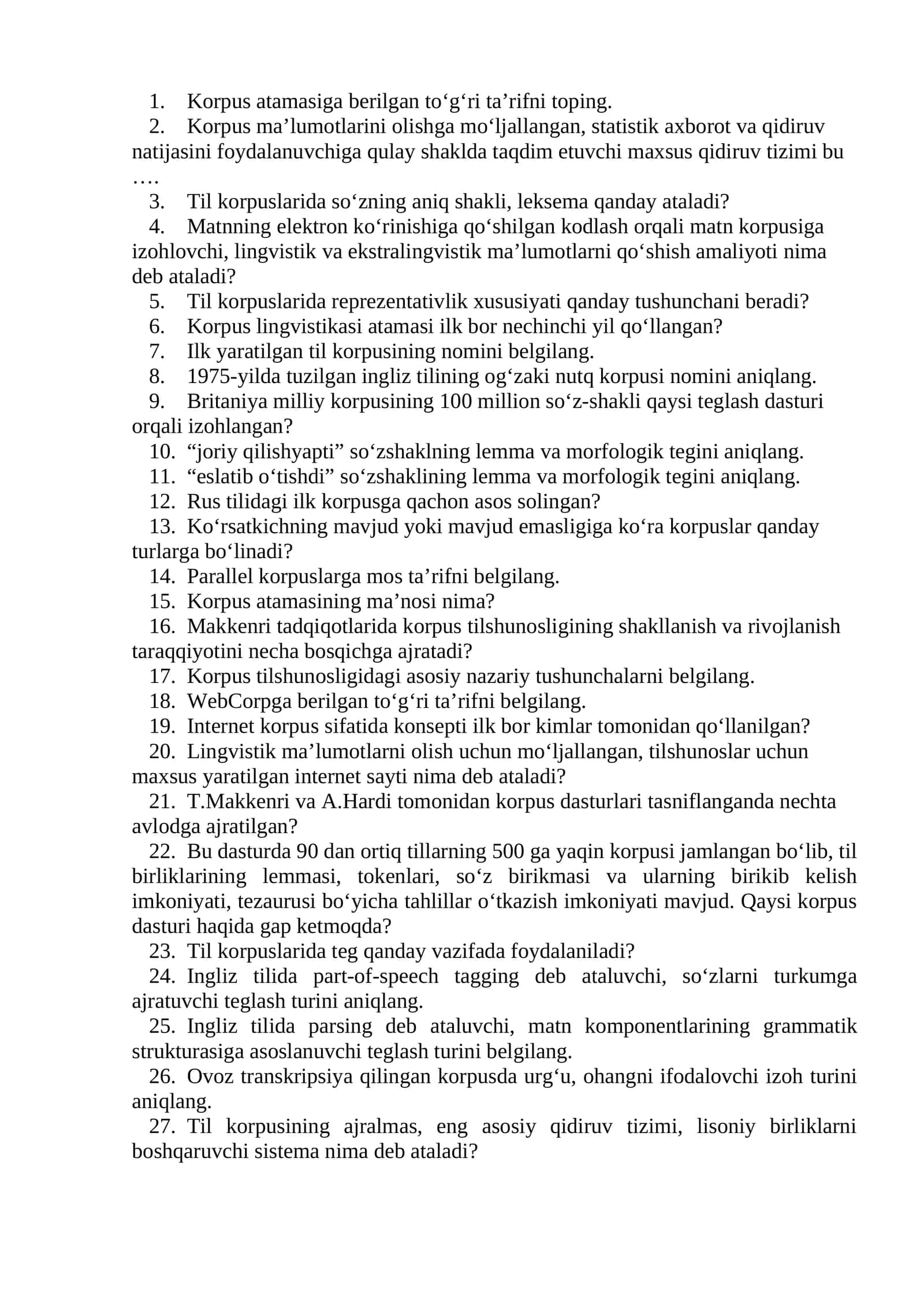 Korpus atamalari va til korpusi 1