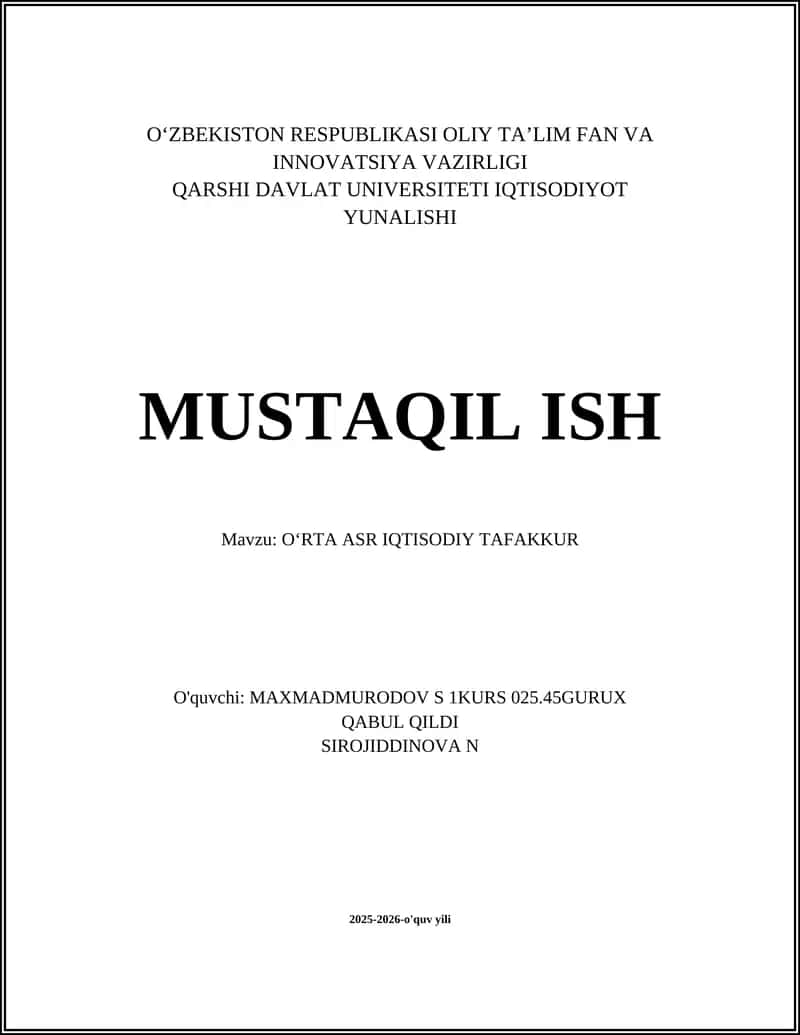 OʻRTA ASR IQTISODIY TAFAKKUR 1