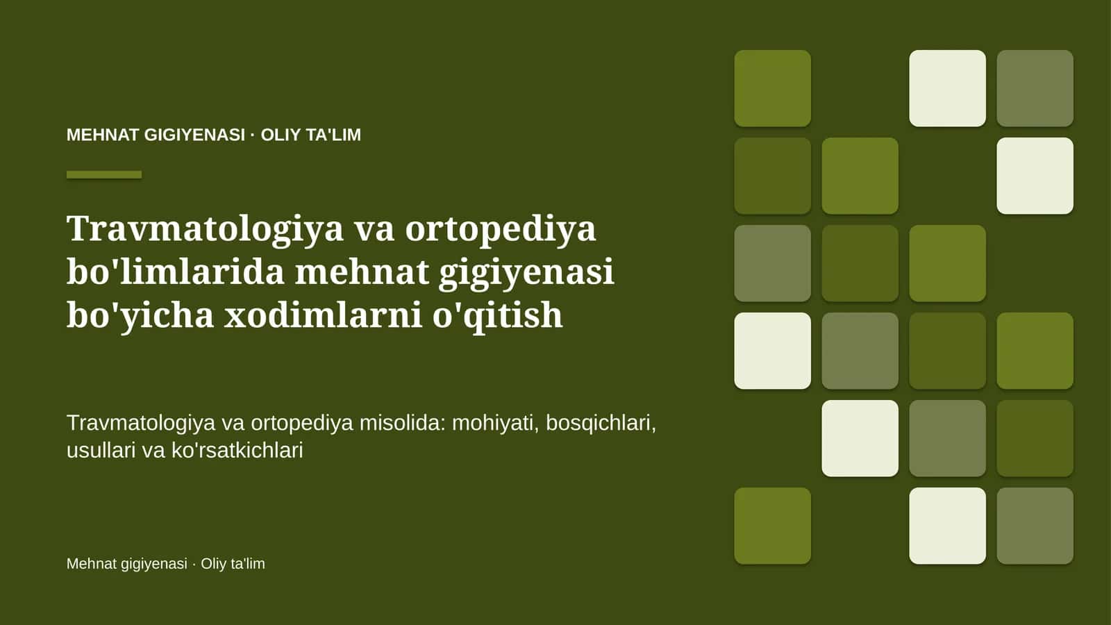 travmatologiya va ortopediya bo'limlarida mehnat gigiyenasi bo'yicha xodimlarni o'qitish 8639 1