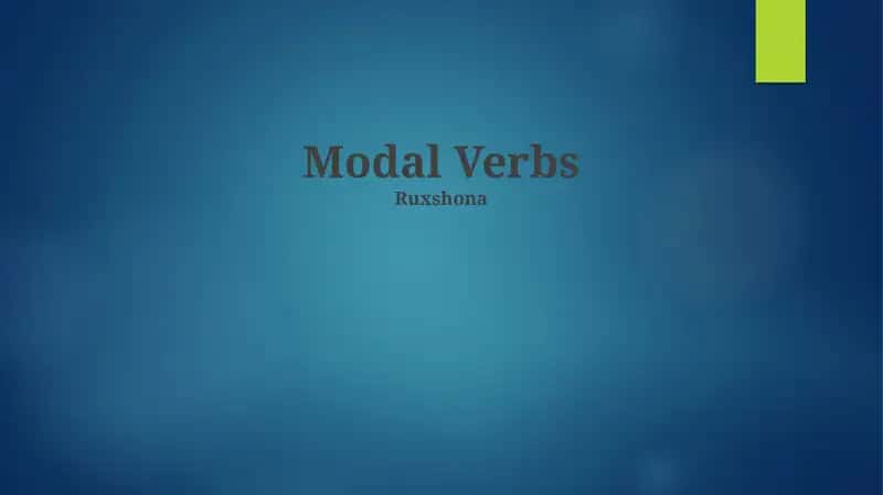 Modal Verbs 1