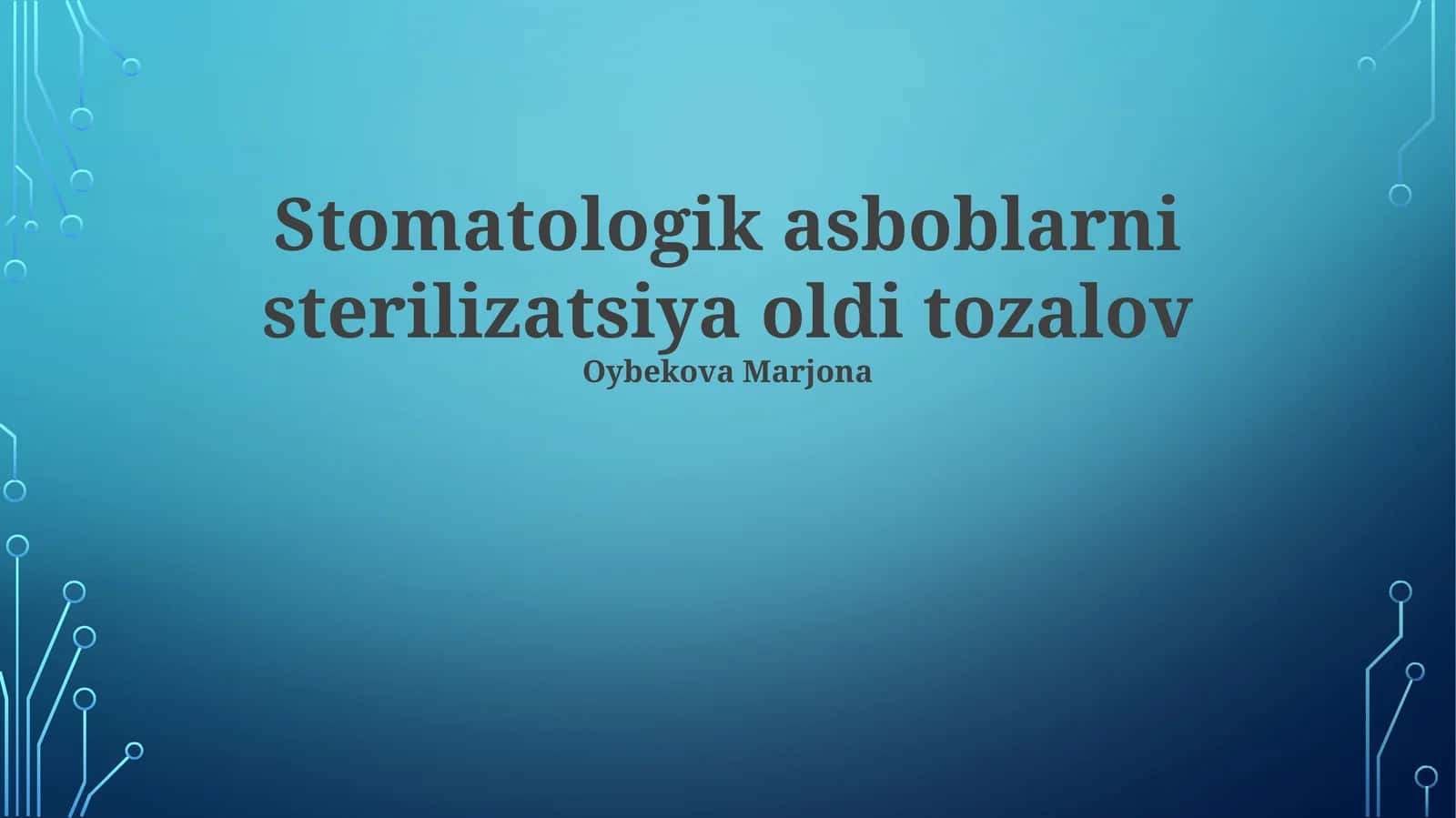 Stomatologik asboblarni sterilizatsiya oldi tozalov 1