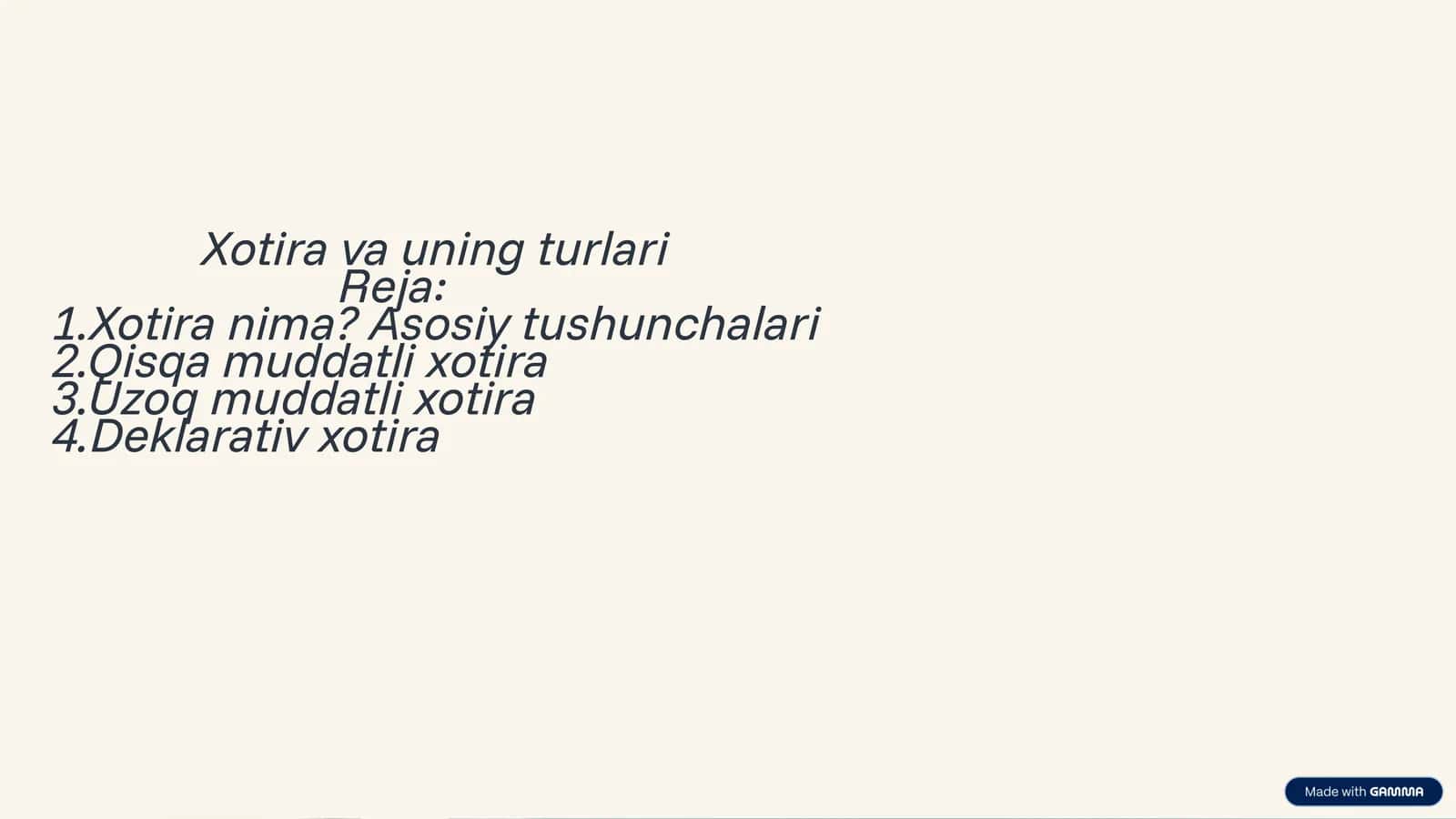Xotira va uning turlari 1