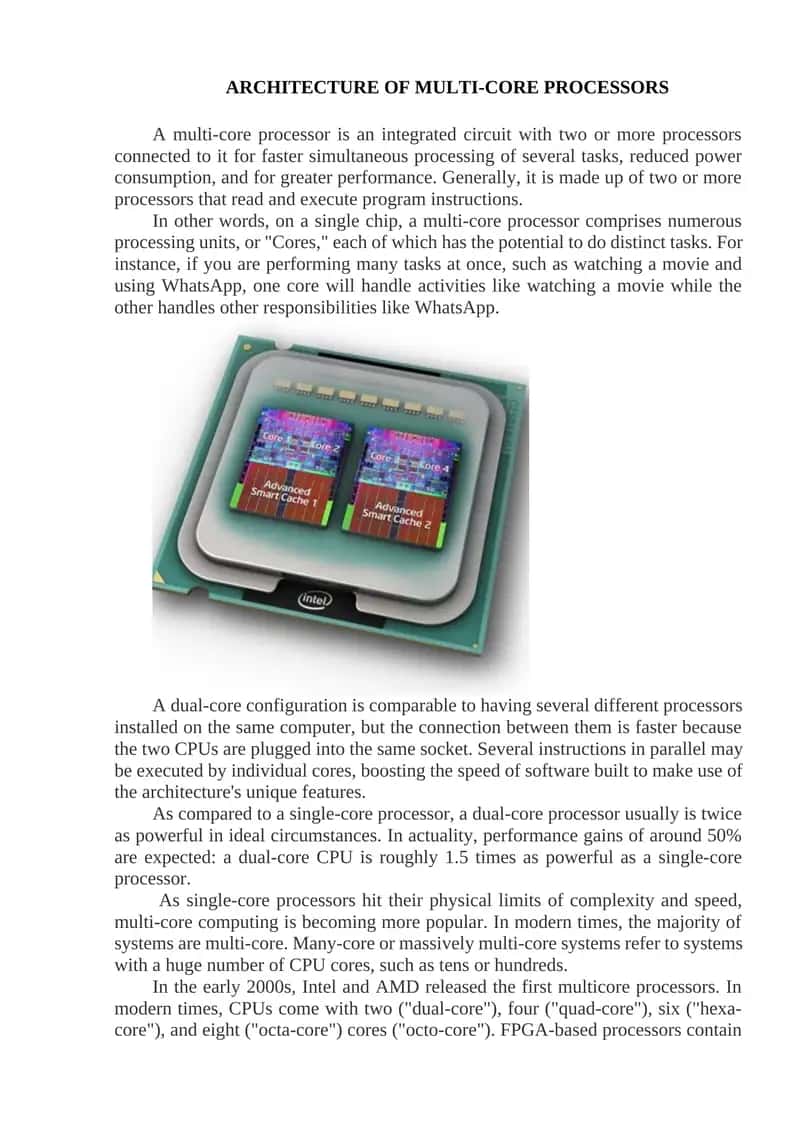 ARCHITECTURE OF MULTI-CORE PROCESSORS 1