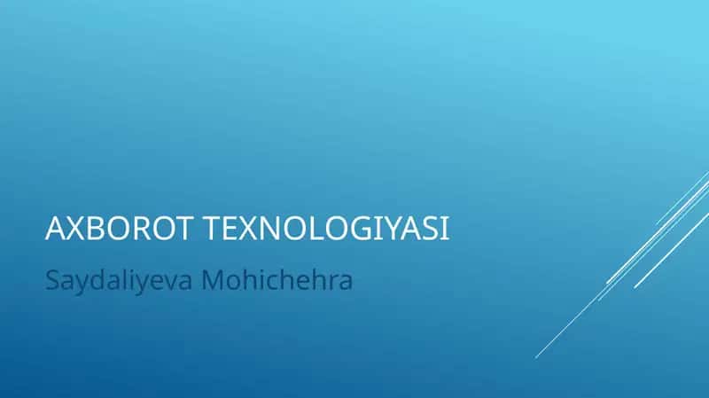 Axborot texnologiyasi 1