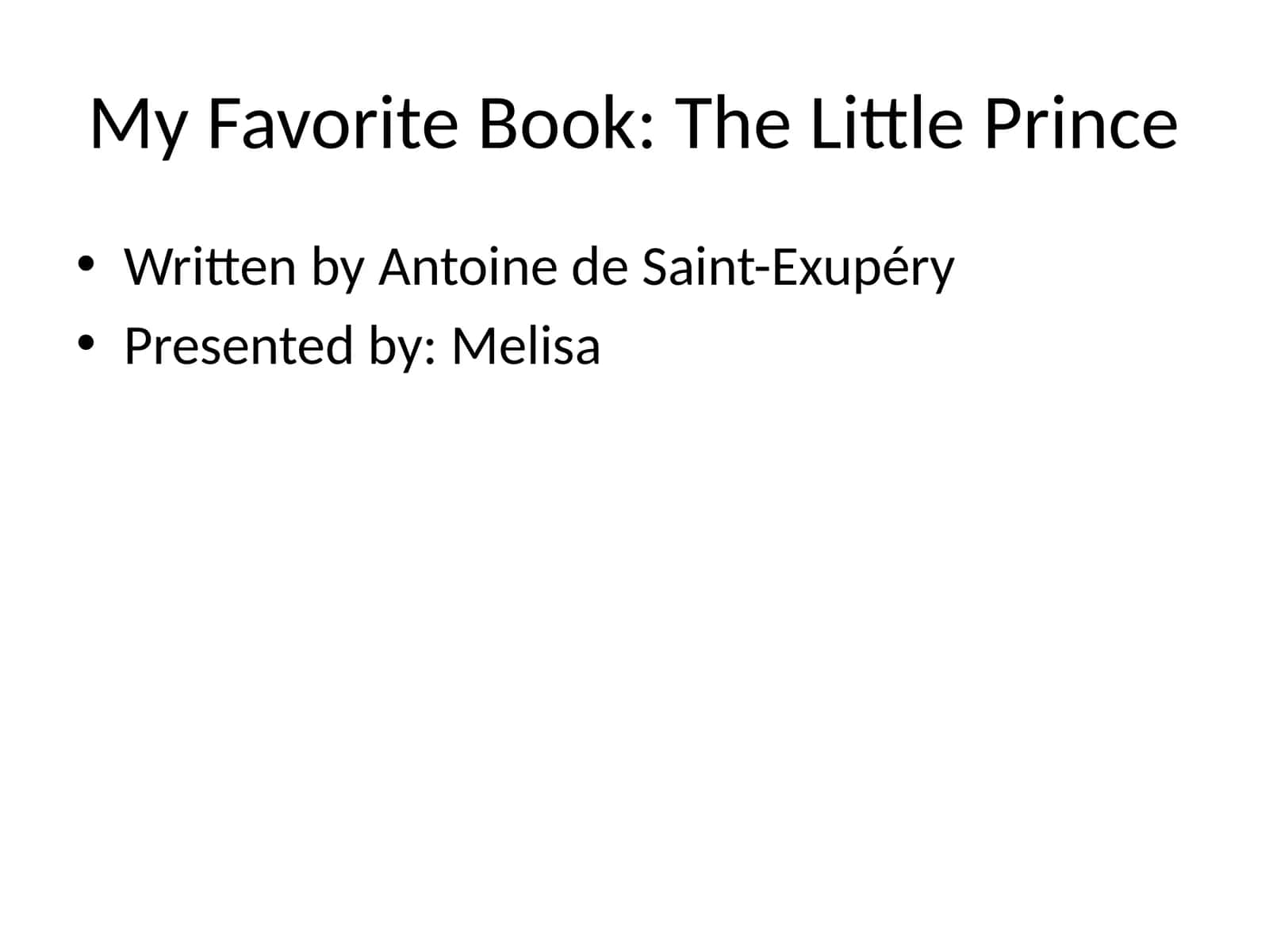 My Favorite Book: The Little Prince 1