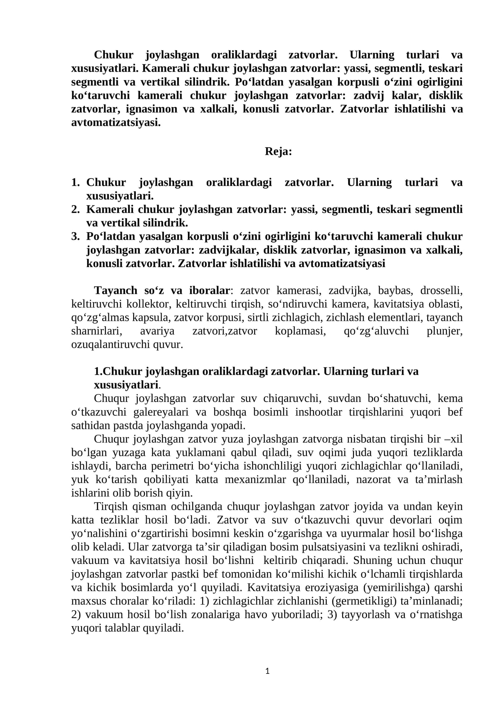 Chukur joylashgan oraliklardagi zatvorlar 1