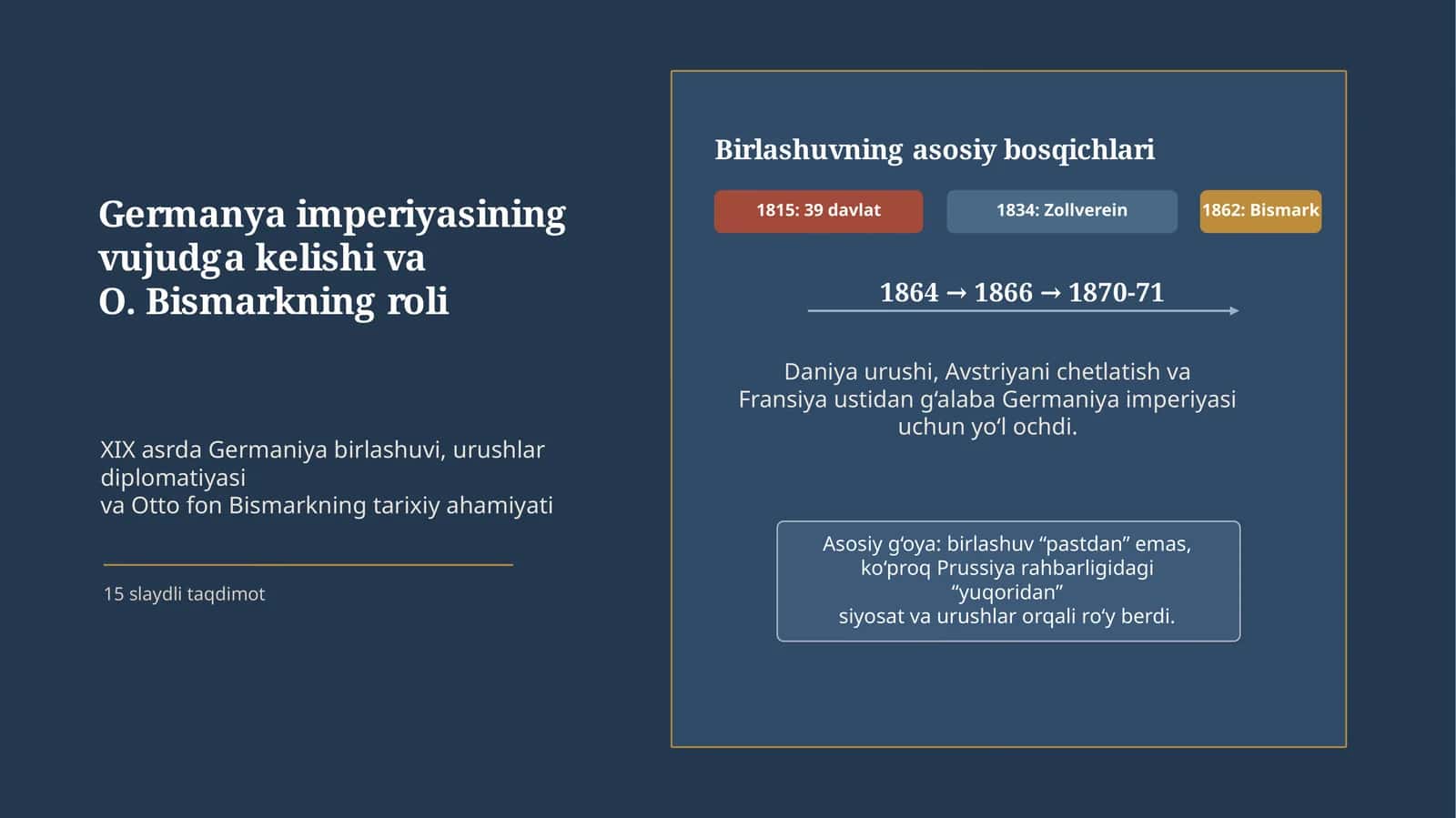 O. Bismark va Germaniya birlashuvi 1