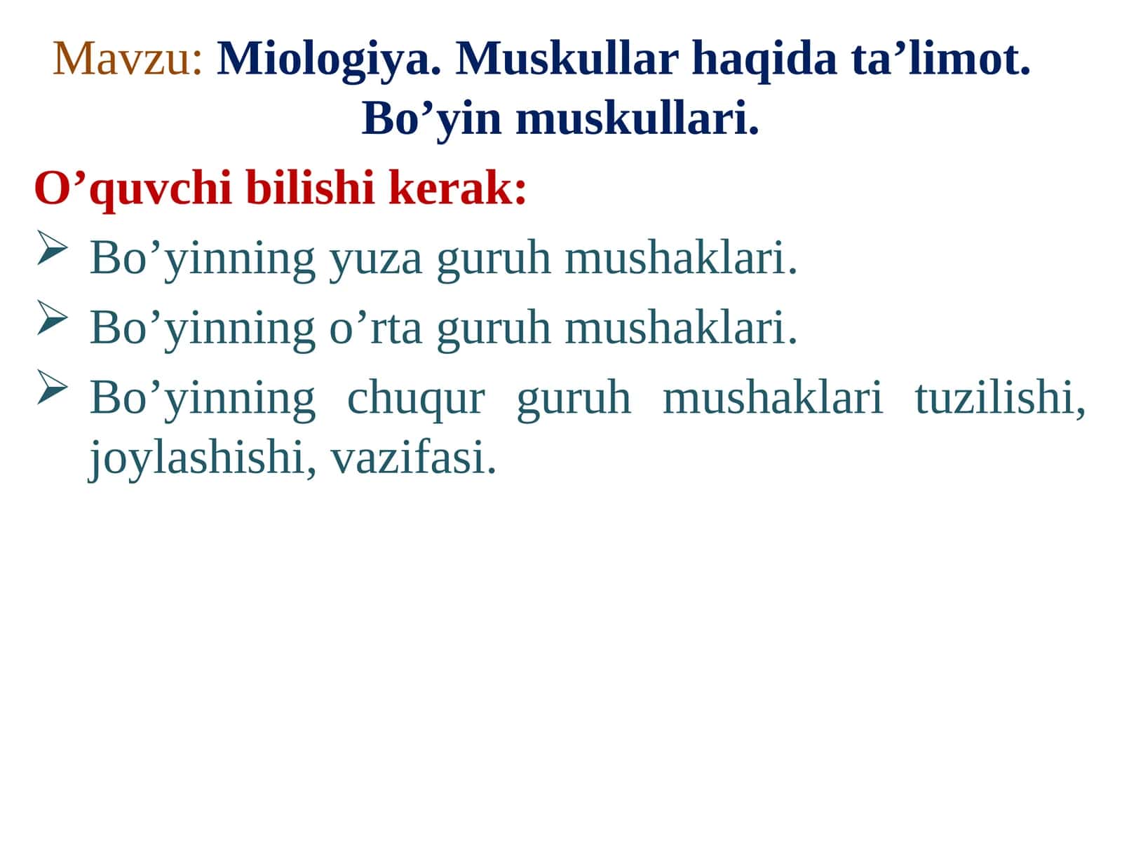 Miologiya. Muskullar haqida ta’limot 1