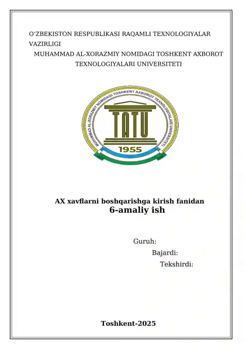 Axborot xavfsizligi risklarini baholash