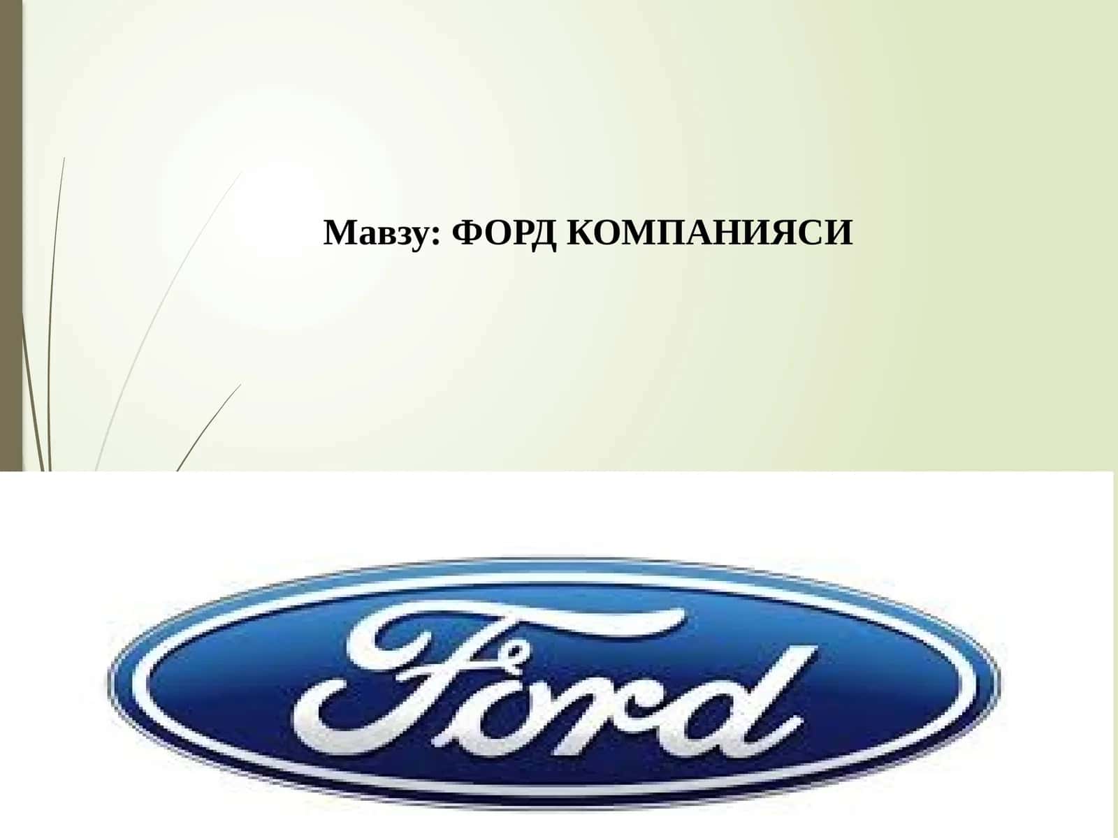 ФОРД КОМПАНИЯСИ 1