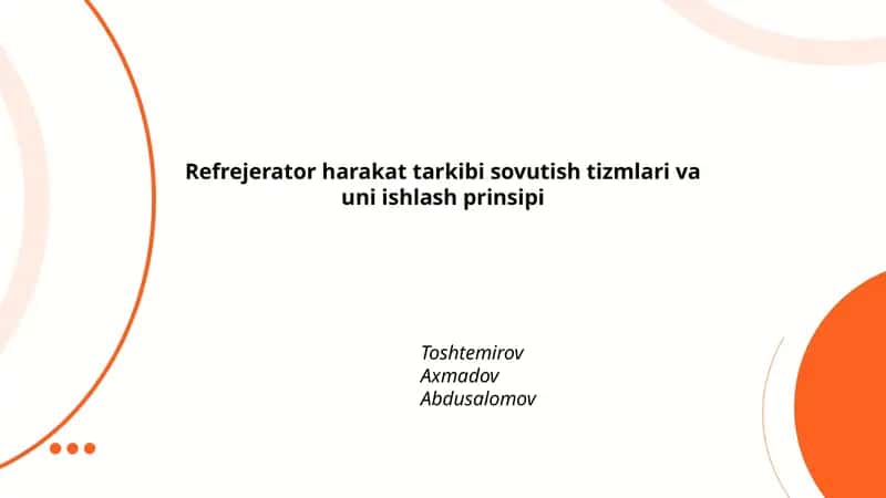 Refrejerator harakat tarkibi sovutish tizmlari va uni ishlash prinsipi 1