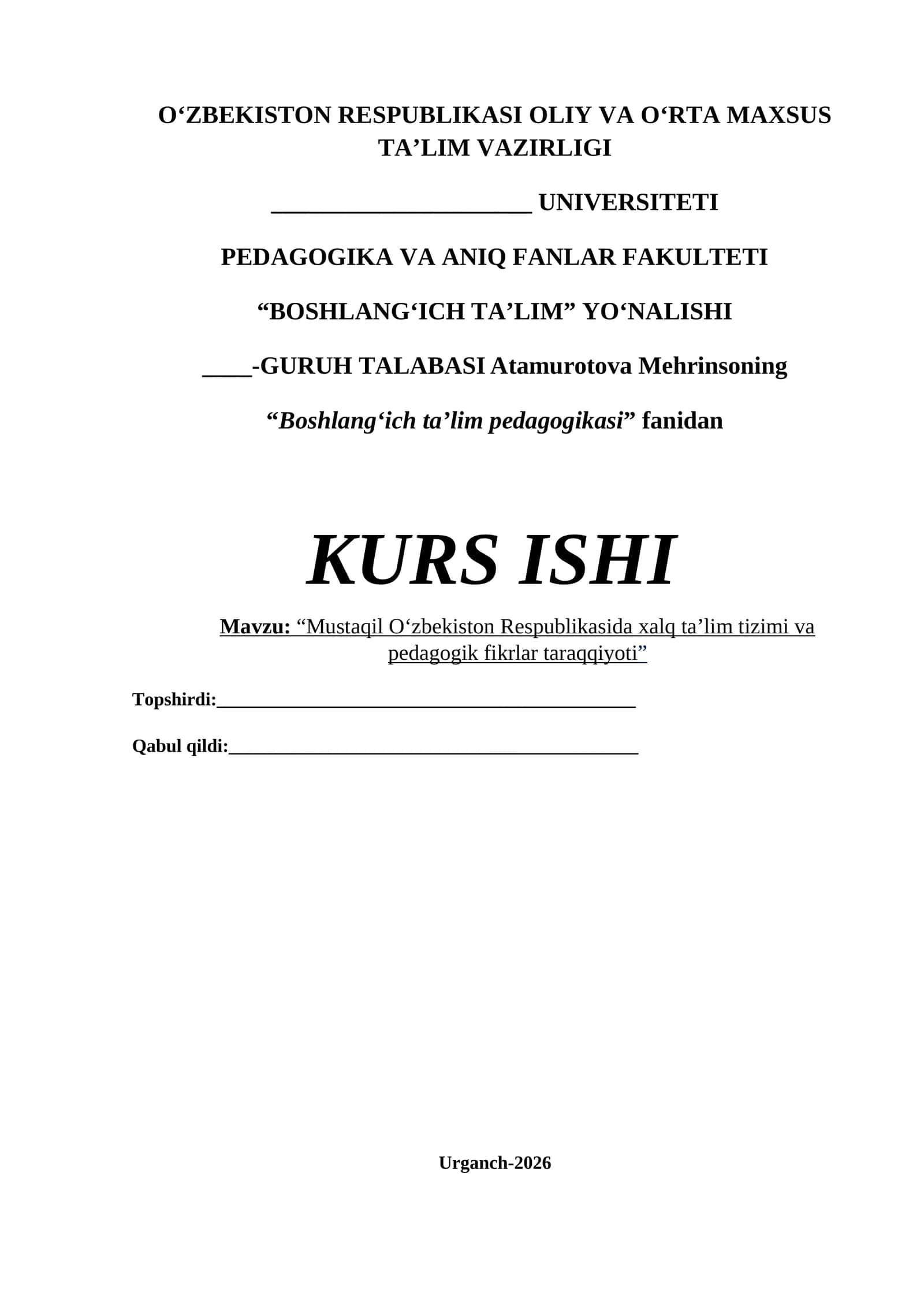 Boshlang‘ich ta’lim pedagogikasi 1