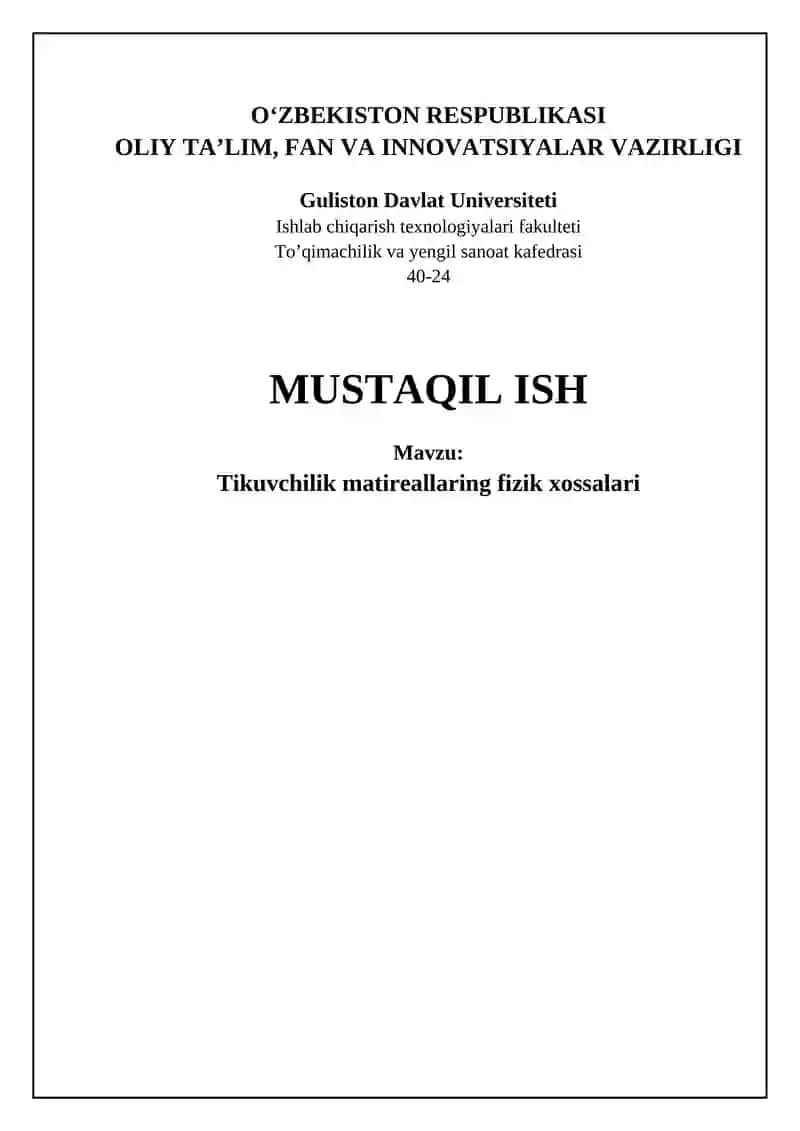 Tikuvchilik matireallaring fizik xossalari