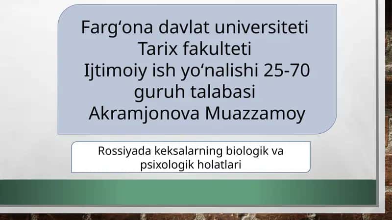 Keksalik davri psixologiyasi 1