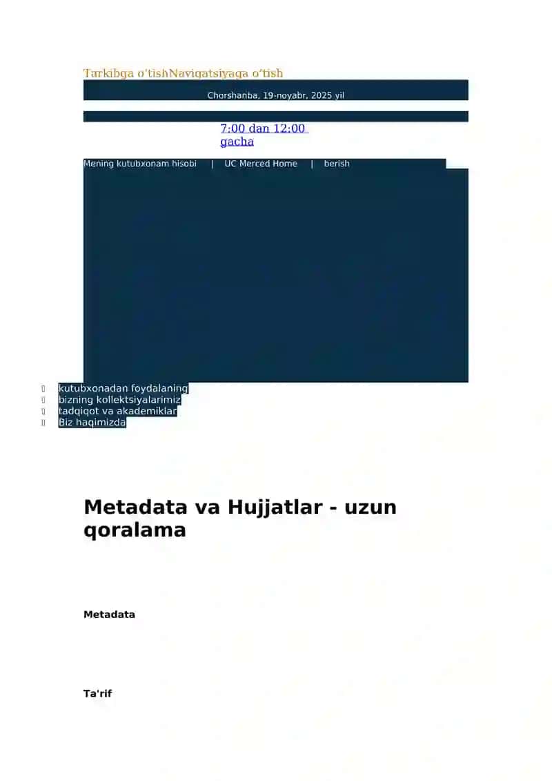 Metadata va Hujjatlar