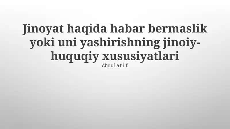 Jinoyat haqida habar 1