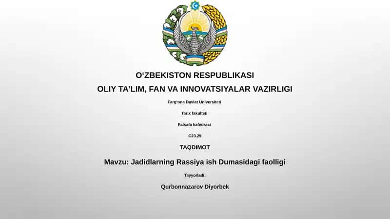 Jadidlarning Rassiya ish Dumasidagi faolligi 1