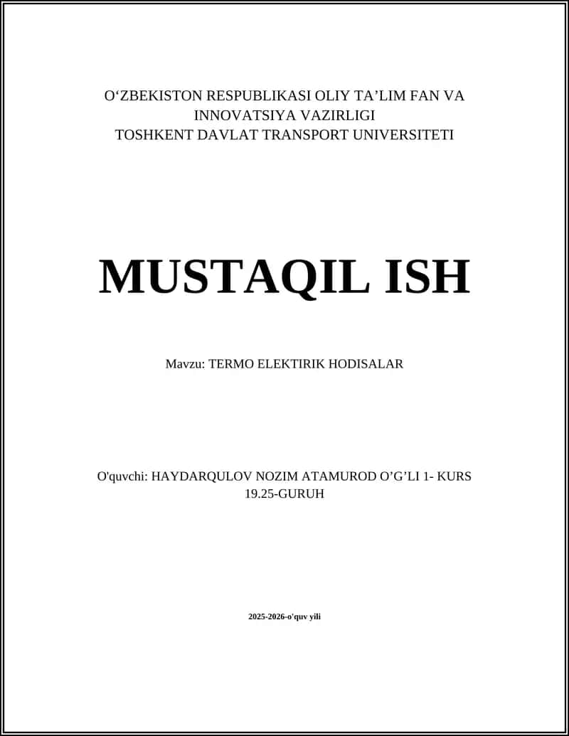 TERMO ELEKTIRIK HODISALAR 1