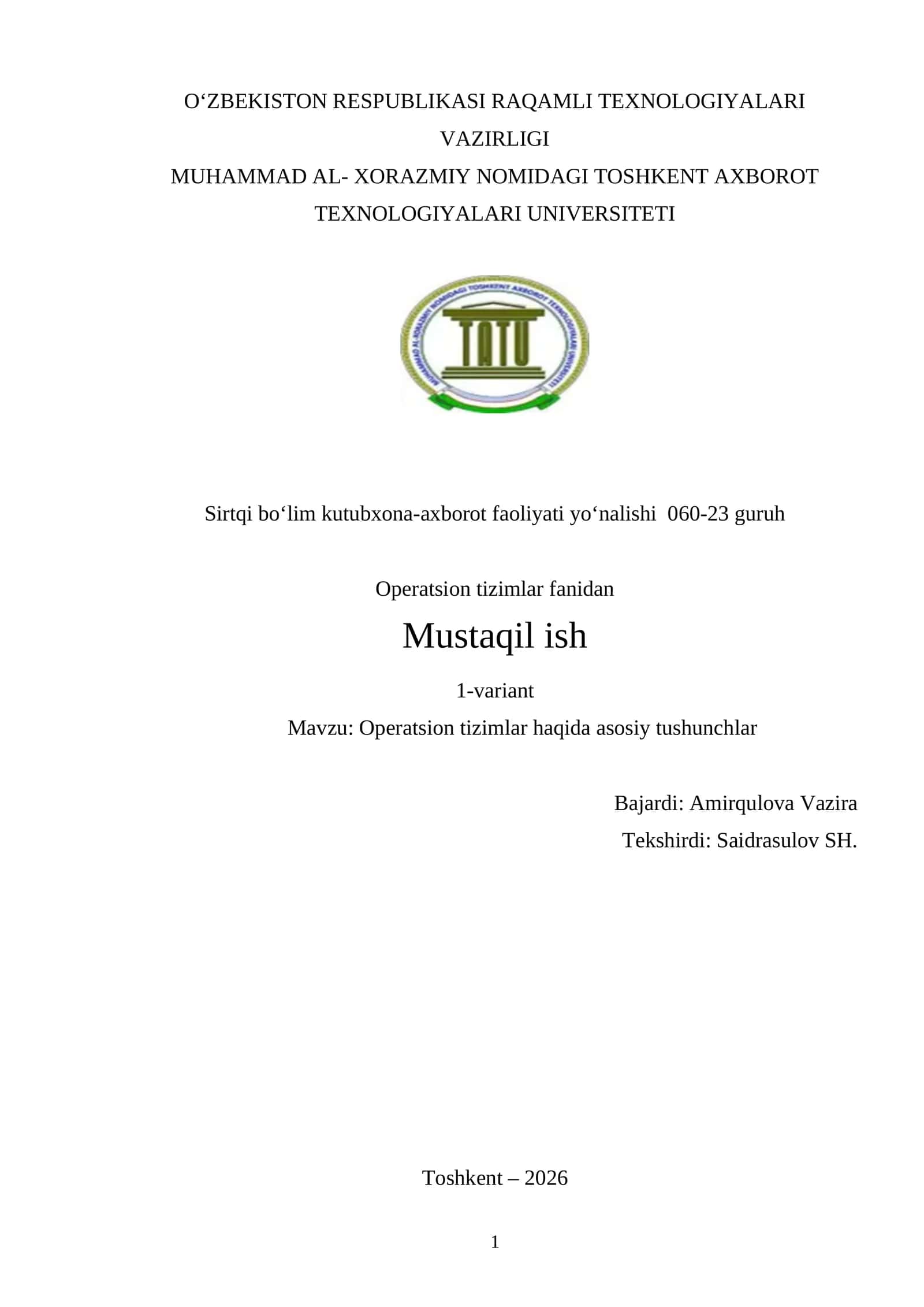 Operatsion tizimlar 1