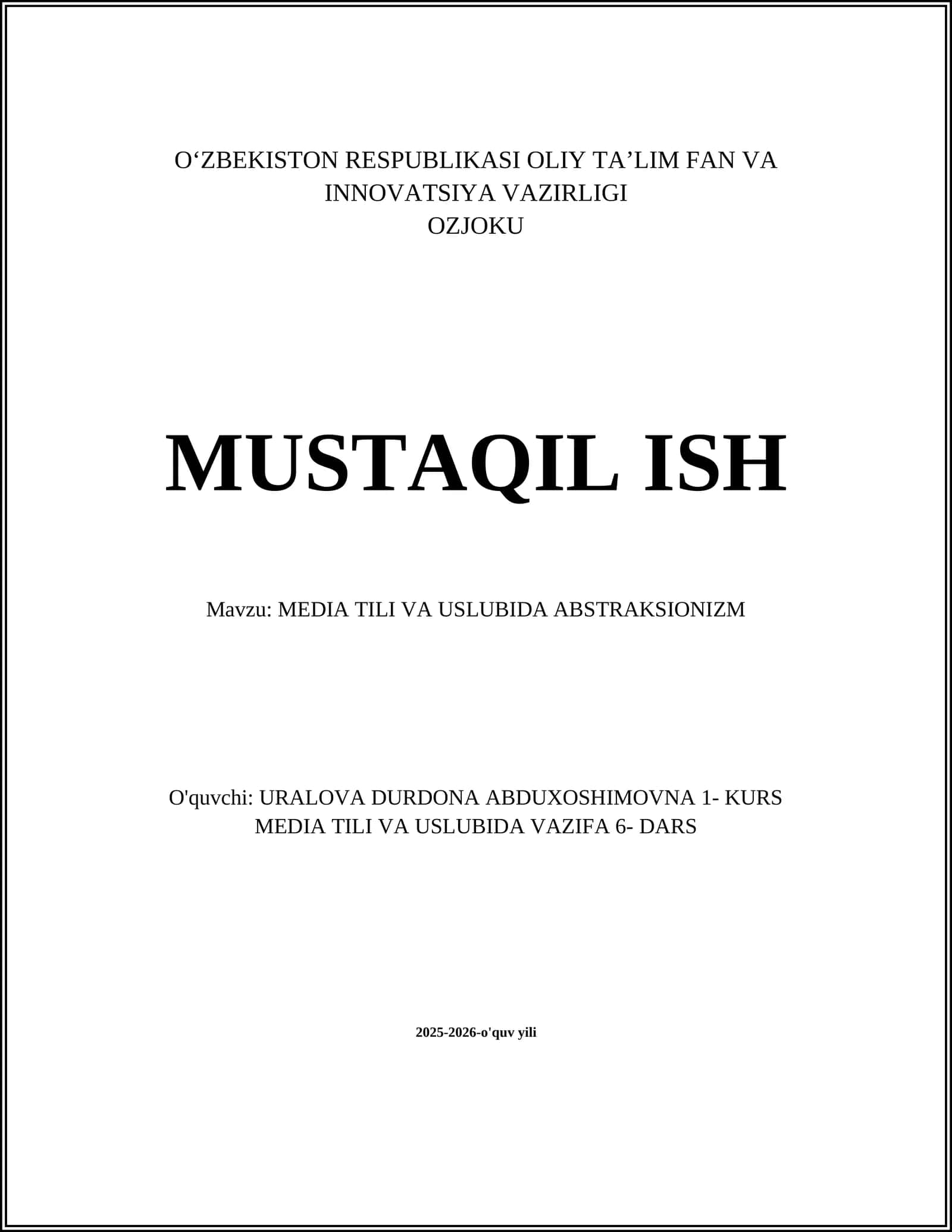 MEDIA TILI VA USLUBIDA ABSTRAKSIONIZM 1
