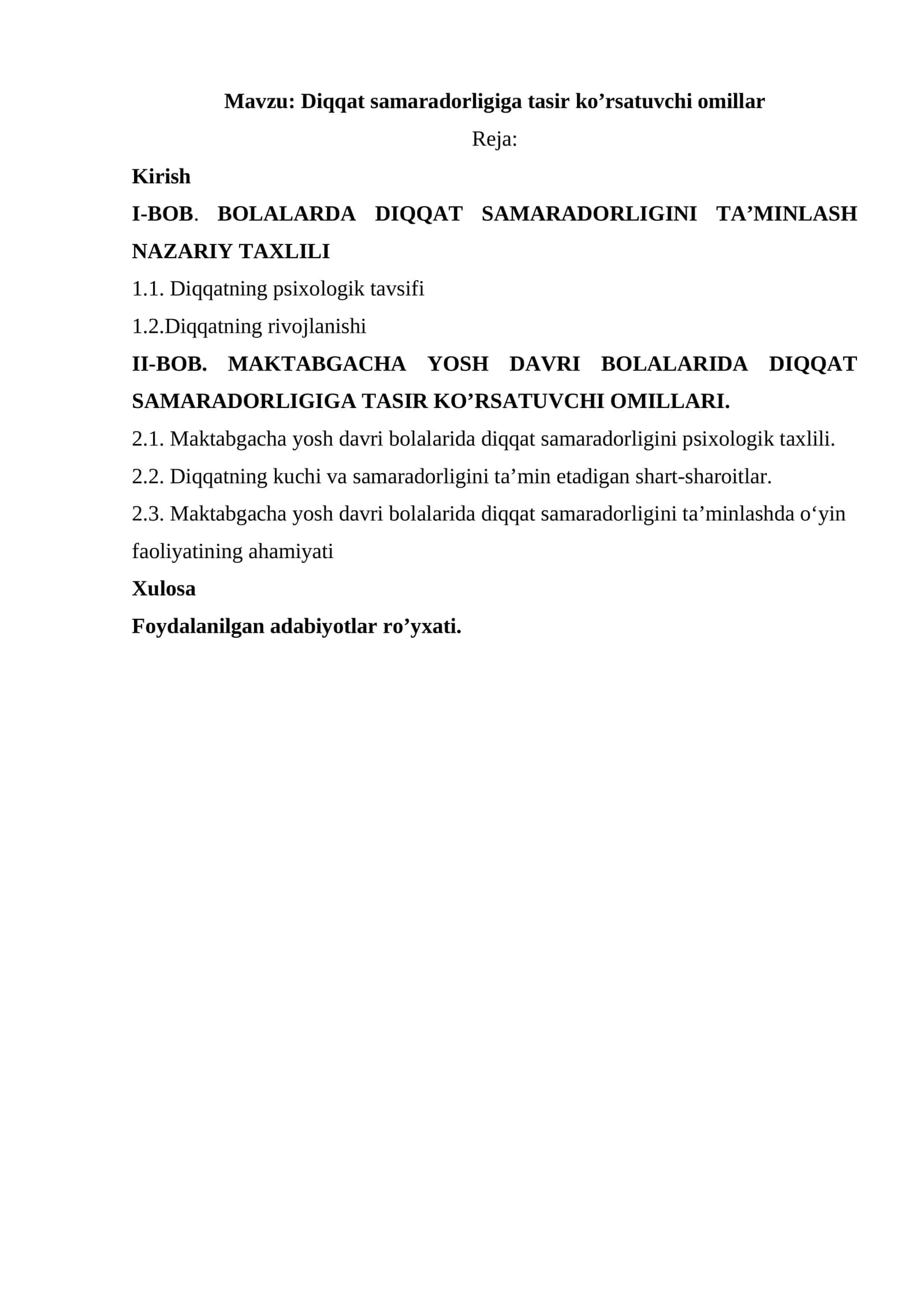 Diqqat samaradorligiga tasir ko’rsatuvchi omillar 1
