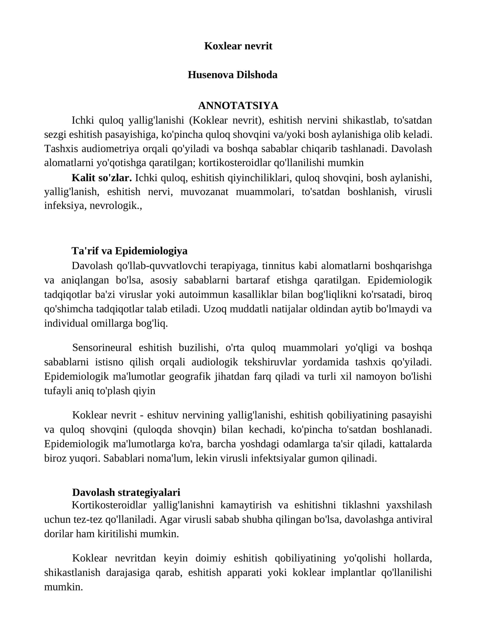 Koxlear nevrit 1