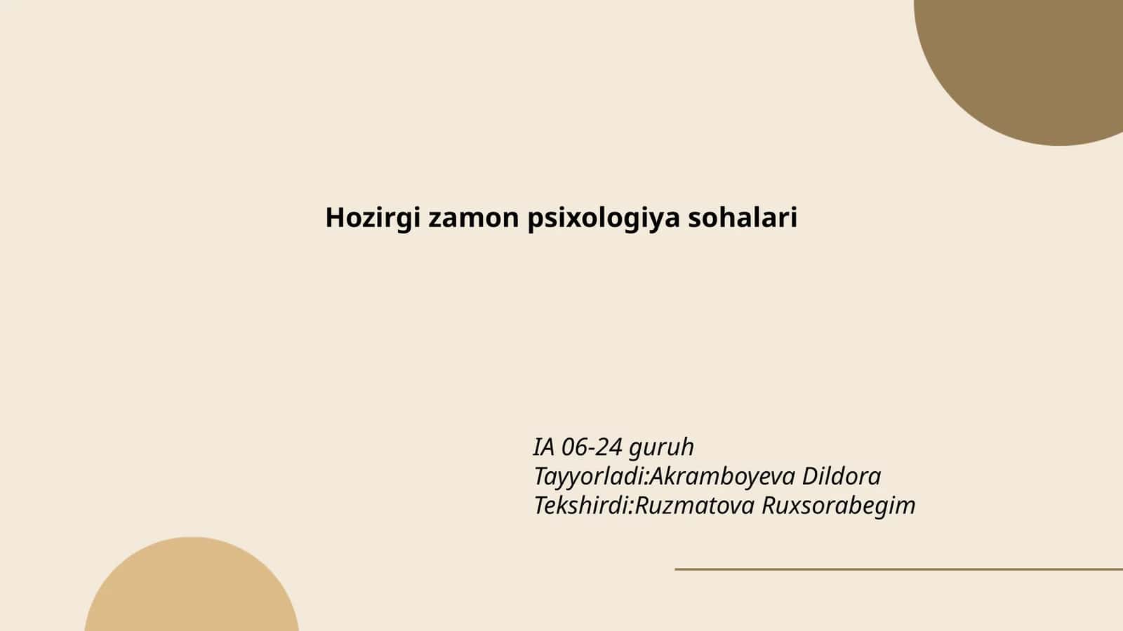 Hozirgi zamon psixologiya sohalari 1