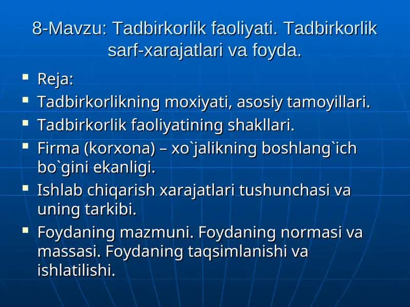 Tadbirkorlik faoliyati 1