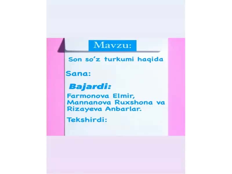 Sonlar narsalarning joylashish tartibi 1
