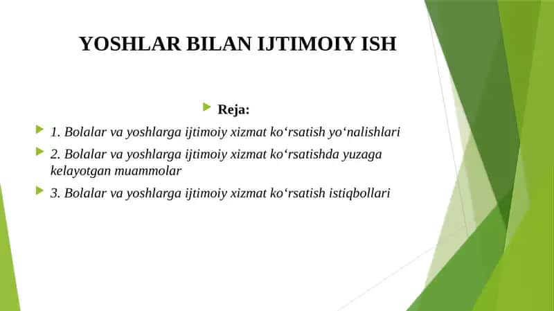 YOSHLAR BILAN IJTIMOIY ISH 1