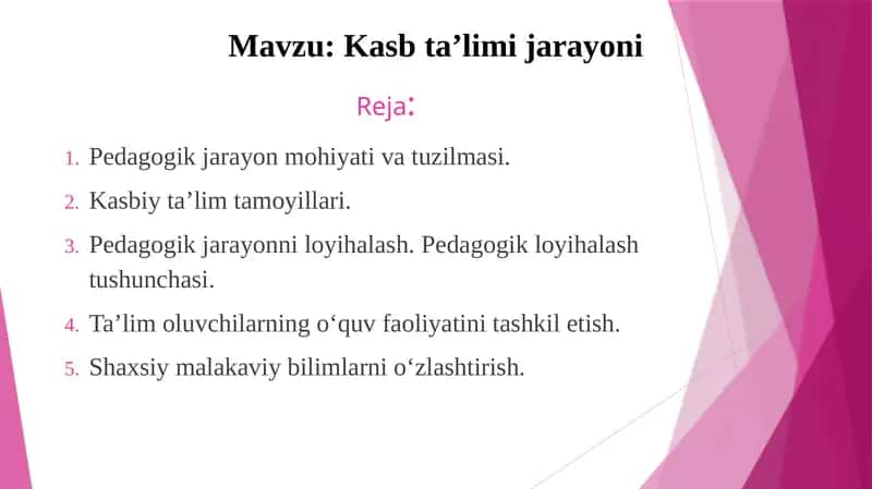 Pedagogik jarayonni loyihalash 1