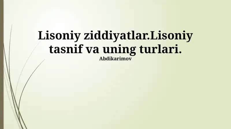 Til tasnifining Turlari 1