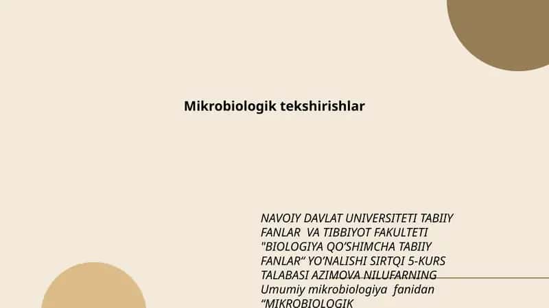 Mikrobiologik tekshirishlar 1