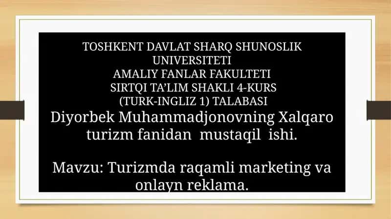 Turizm daryolari markentigi 1