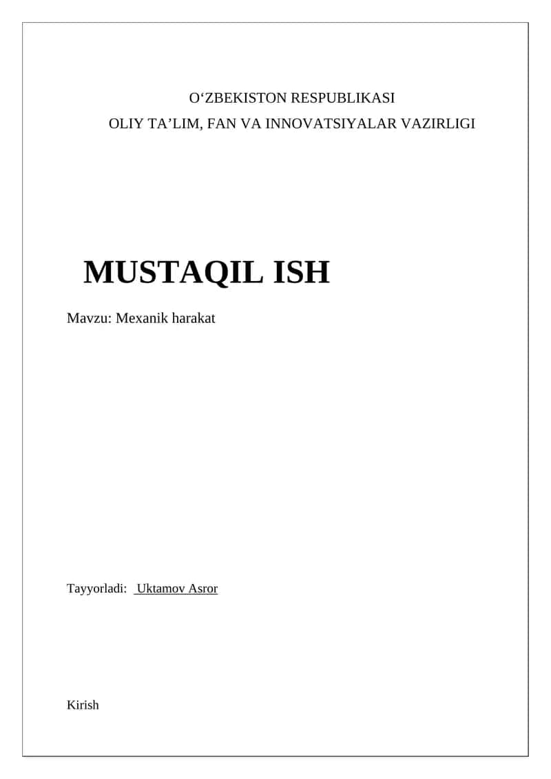 Mexanik harakat 1