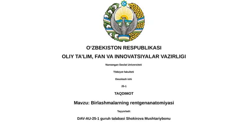 Birlashmalarning rentgenanatomiyasi 1