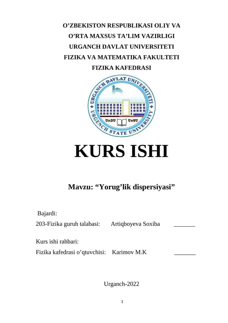 “Yorug’lik dispersiyasi” 1