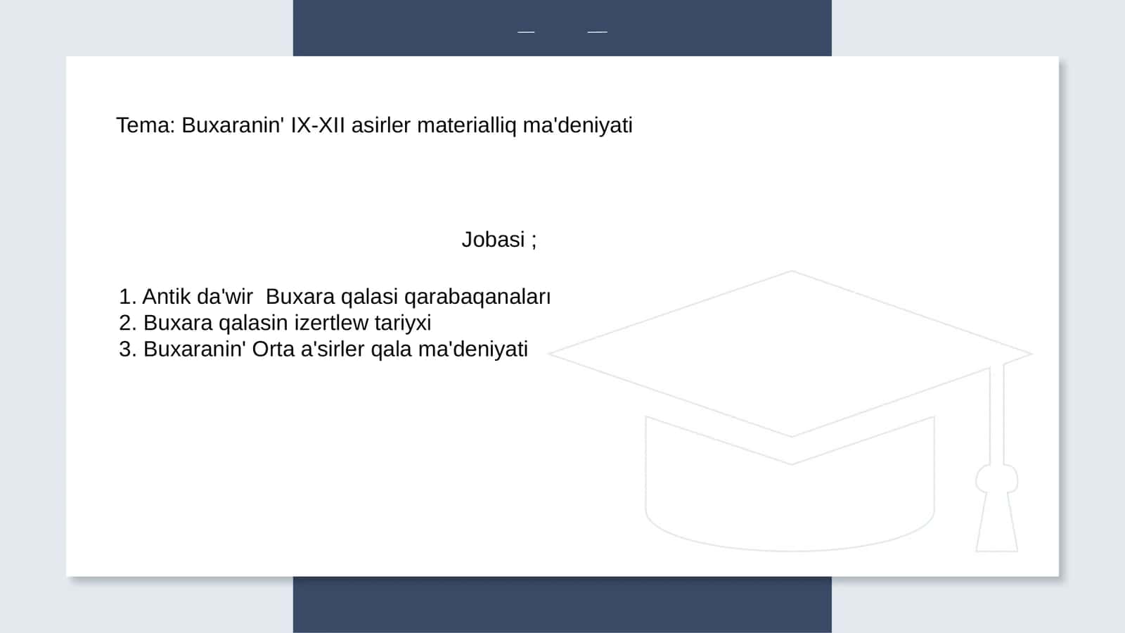Buxaranin' IX-XII asirler materialliq ma'deniyati 1