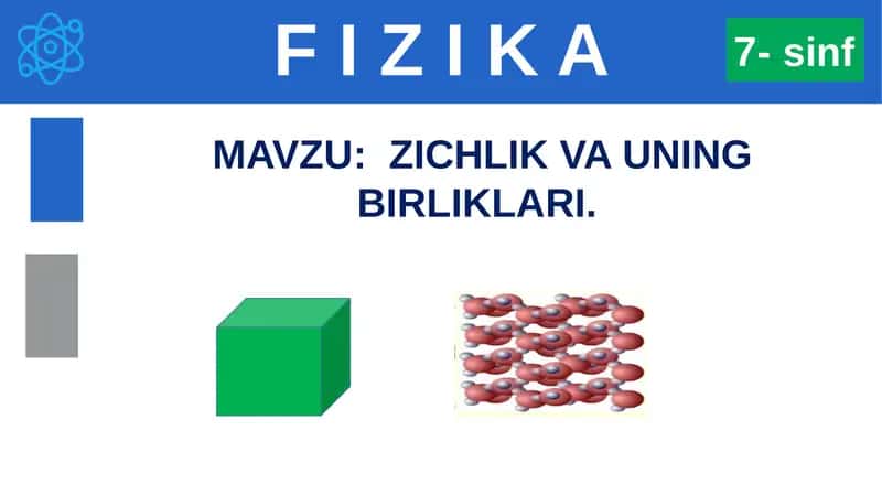 F I Z I K A MAVZU:ZICHLIK VA UNING BIRLIKLARI 1