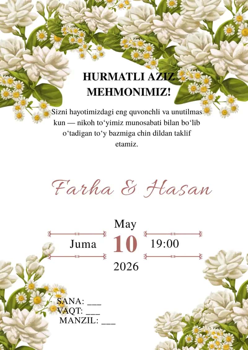 Taklifnoma shablon 1