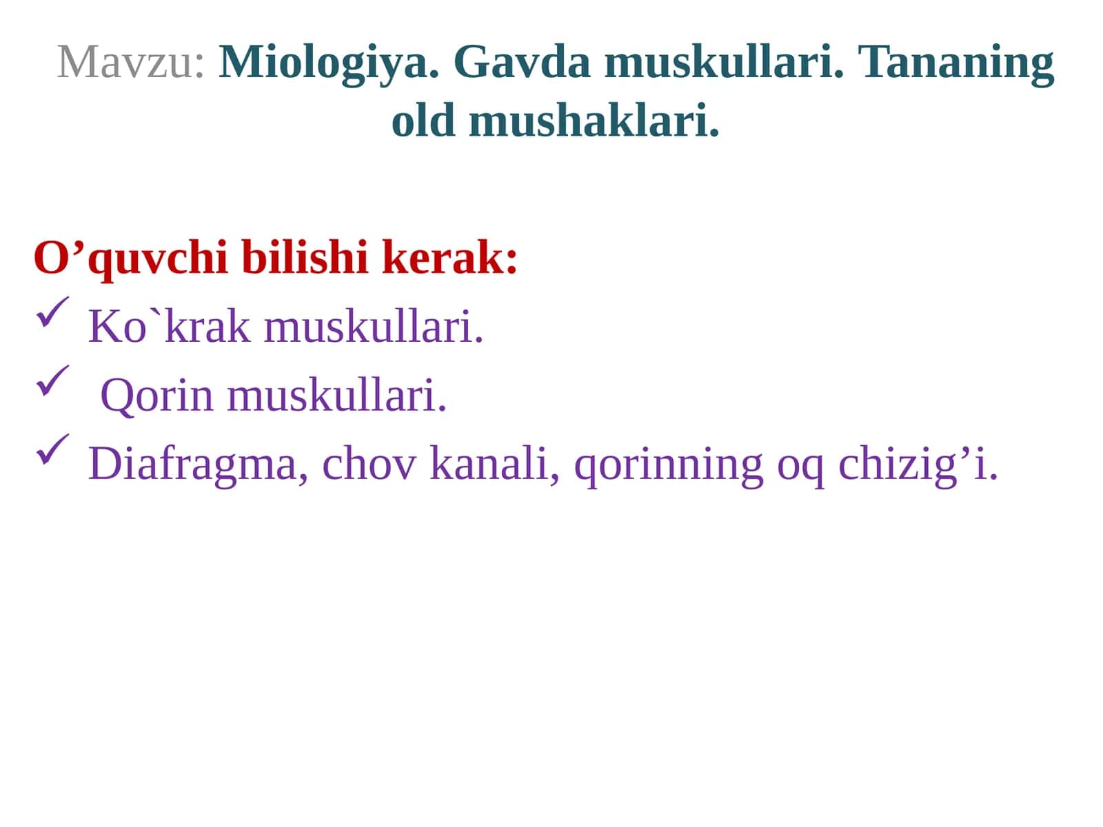 Miologiya.Gavda muskullari.Tananingoldmushaklari 1